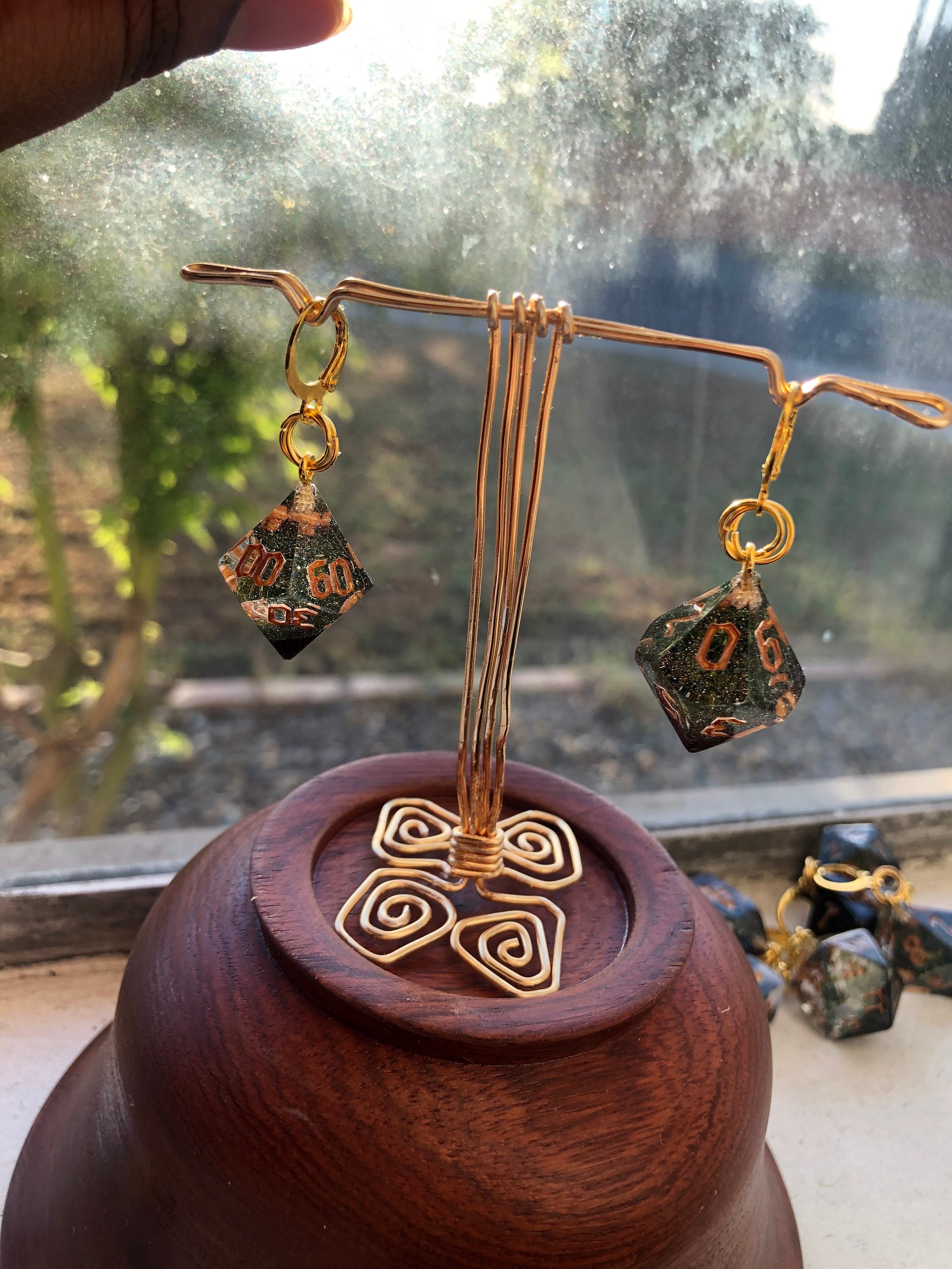 D100 polyhedral dice earrings Etsy