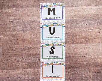 Festive Music Rules Music Classroom Decor Editable