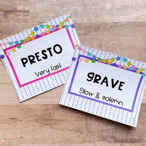 Festive Tempo Posters Music Classroom Decor