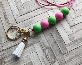 Beaded Lanyard | Teacher Lanyard | Badge Lanyard | Breakaway | Lanyard | Silicone Beaded Lanyard | Keychain Lanyard | Tassel
