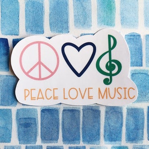 Peace Love Music Sticker, Sticker for Music Teacher, Music Teacher Sticker, Music Sticker, Music Teacher | Peace Sign | Heart
