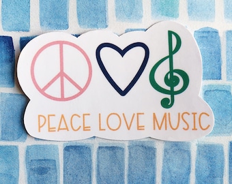 Peace Love Music Sticker, Sticker for Music Teacher, Music Teacher Sticker, Music Sticker, Music Teacher | Peace Sign | Heart