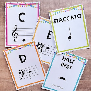 Festive Note Name & Music Symbols Posters Music Classroom Decor