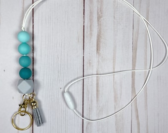 Beaded Lanyard | Teacher Lanyard | Badge Lanyard | Breakaway | Lanyard | Silicone Beaded Lanyard | Wood Bead | Keychain Lanyard | Tassel