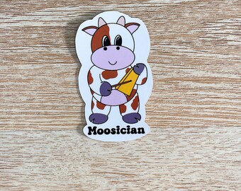 Moosician Cowbell Sticker Musician Sticker | Music Teacher Sticker