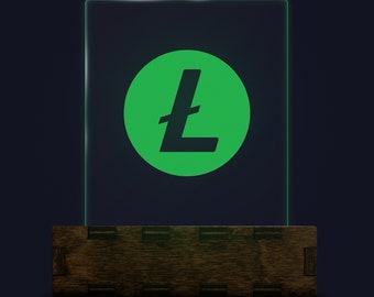 LiteCoin Sign. Smart Light Stock ticker acrylic desk light.