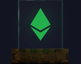 Ethereum Sign. Smart Light Stock ticker acrylic desk light.