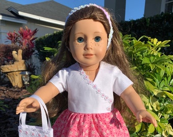 Pink Daisy Dress for 18" Doll with purse, shoes and headband (Doll not included)