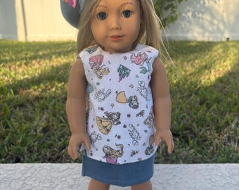 Princesses 18" Doll outfit with hat, top and skirt (Doll not included)