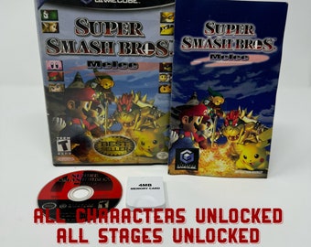 Super Smash Bros. Melee W/ All Characters/Stages Unlocked for Nintendo GameCube