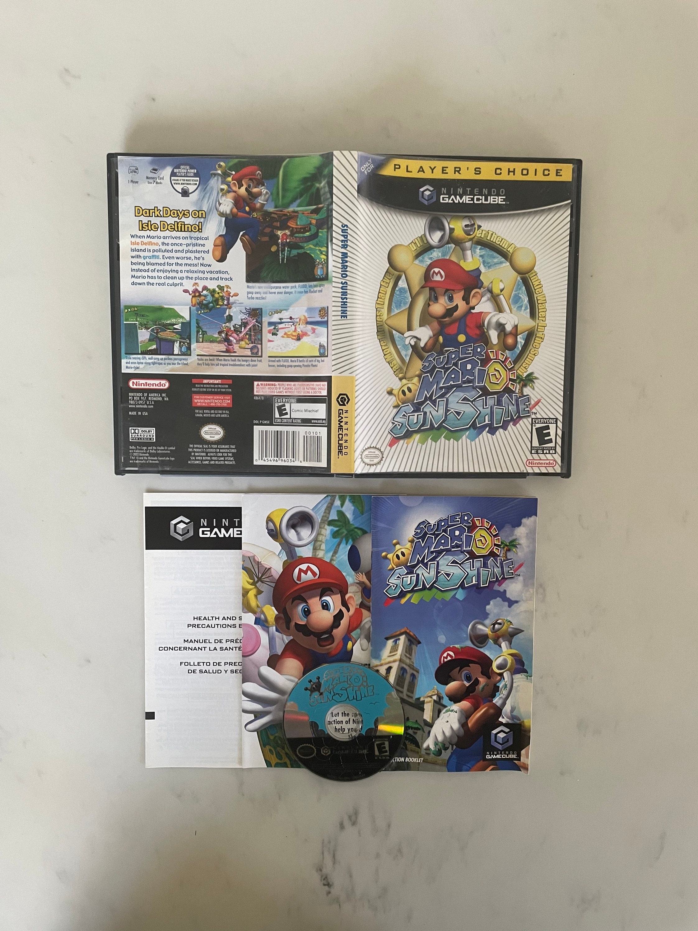 Platinum Nintendo Gamecube Console W/ Super Mario Sunshine