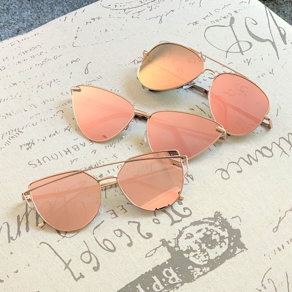 Pink Mirrored Flat Lens Sunglasses for Women