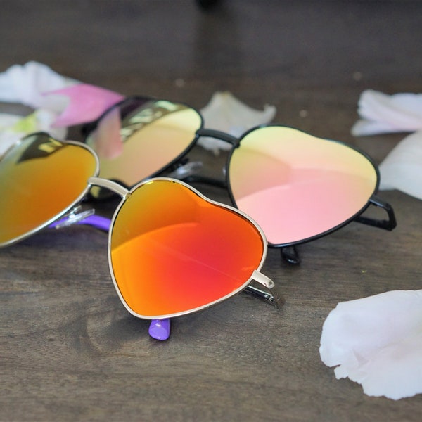 Cupid Valentine Heart Metal Frame Mirrored Spring Hinge Sunglasses