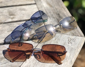 Vintage Classic Square Medium Sunglasses I Trendy Flat Rimless Shades I UV400 Protection & Anti-Reflective Coating A174