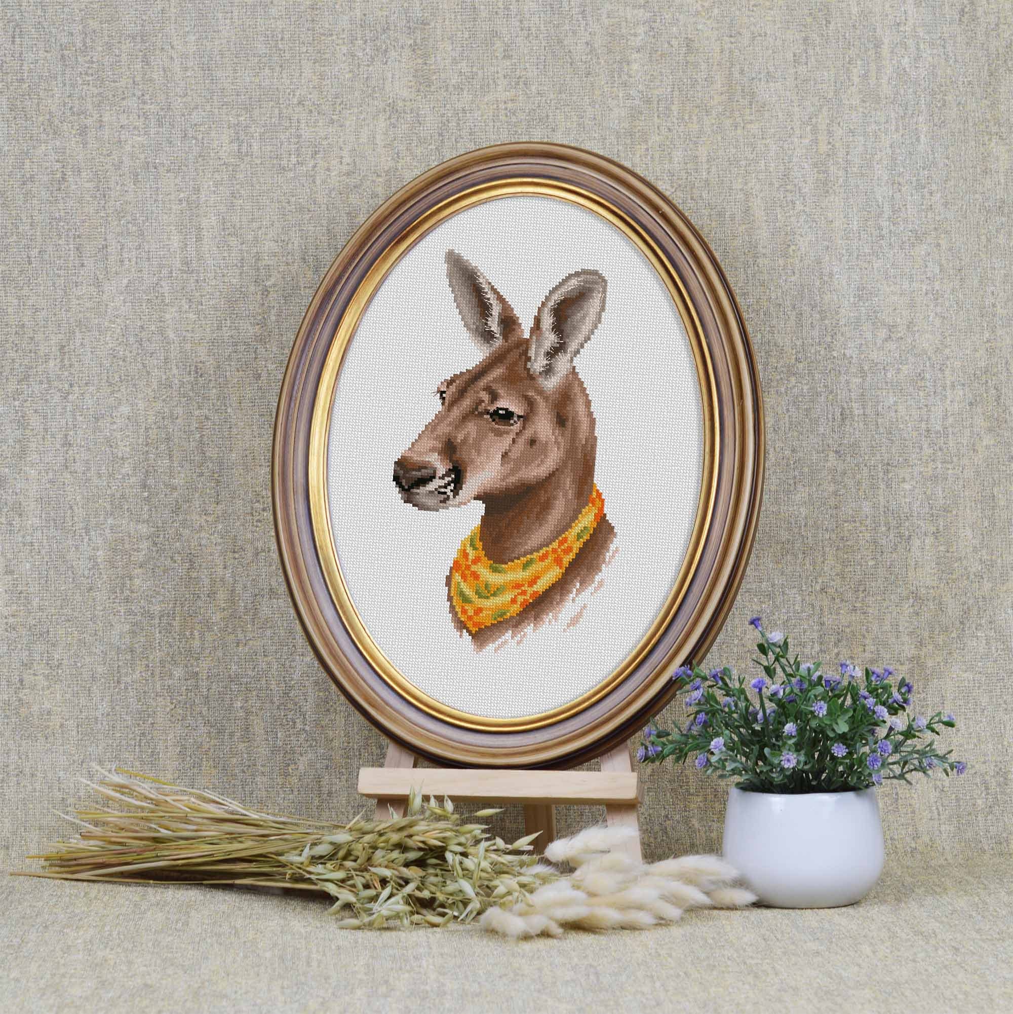 Kangaroo cross stitch pattern Pet portrait Instant download Etsy