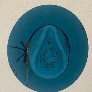Custom burned western hat
