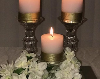 3 set glass candle holder