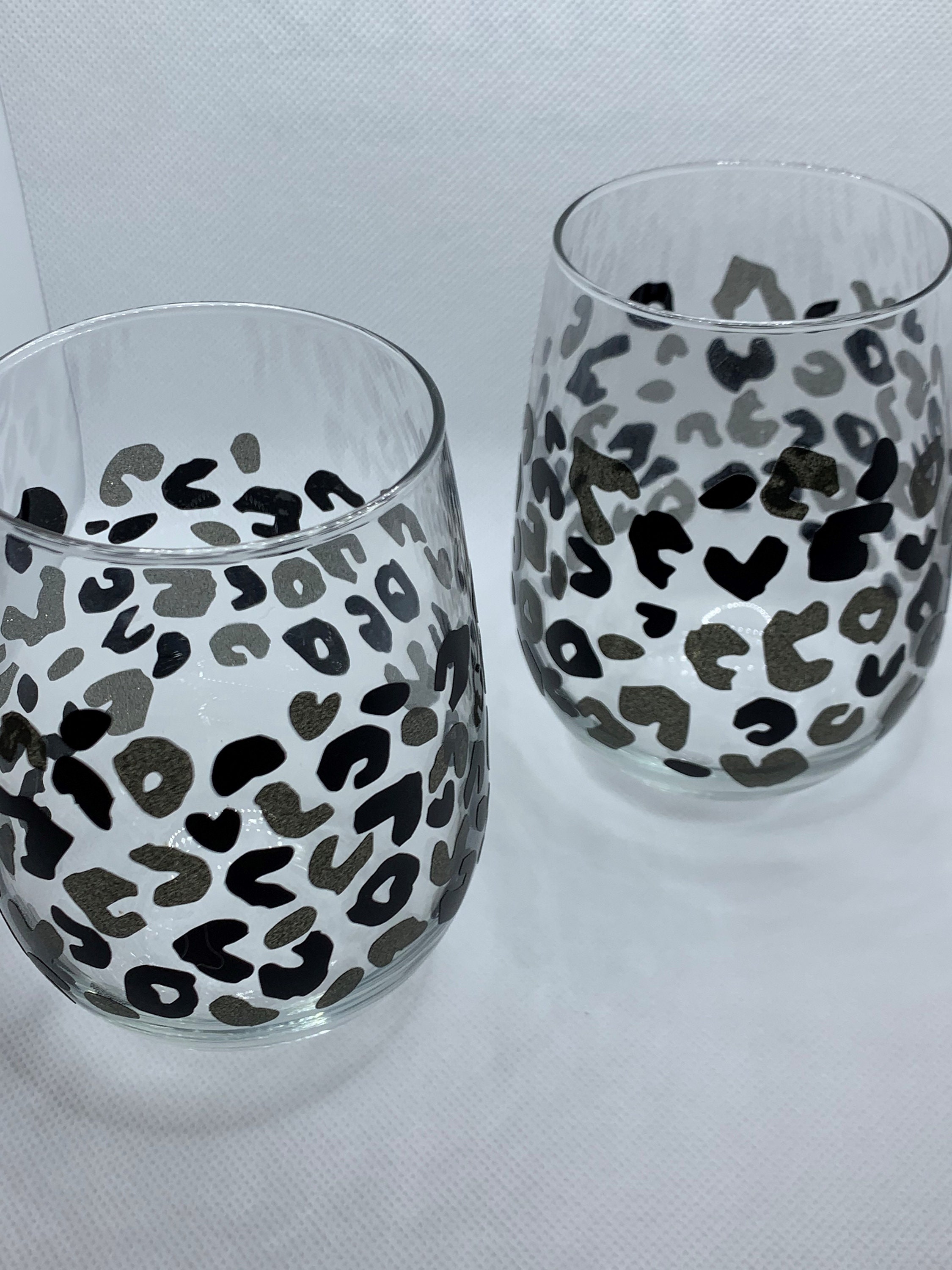 Funnnnn Stemless Cheetah Wine Glasses - Etsy UK