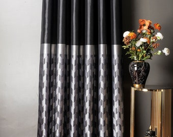 Black & Silver Curtain Panel: Custom Luxury Size