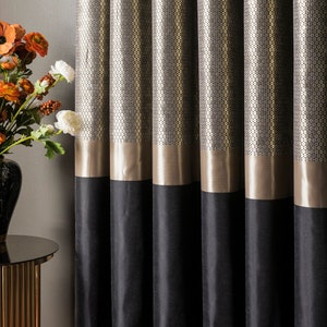 Cortinas panel estampado tela a rayas dormitorio sala de estar negro oro gris marino crema plata tamaño de lujo personalizado drapeMother&#39;s Day Gift
