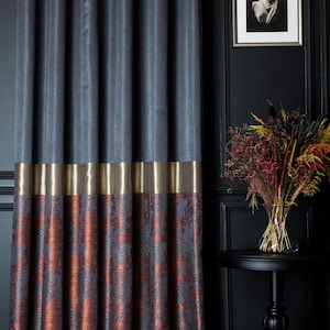 Curtains panel striped paterned gold gray for bedroom livingroom custom drape luxury fabricMother&#39;s Day Gift