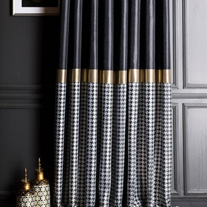 Curtains panel striped patterned cowbar fabric bedroom living room gold black white custom size drape luxuryMother's Day Gift