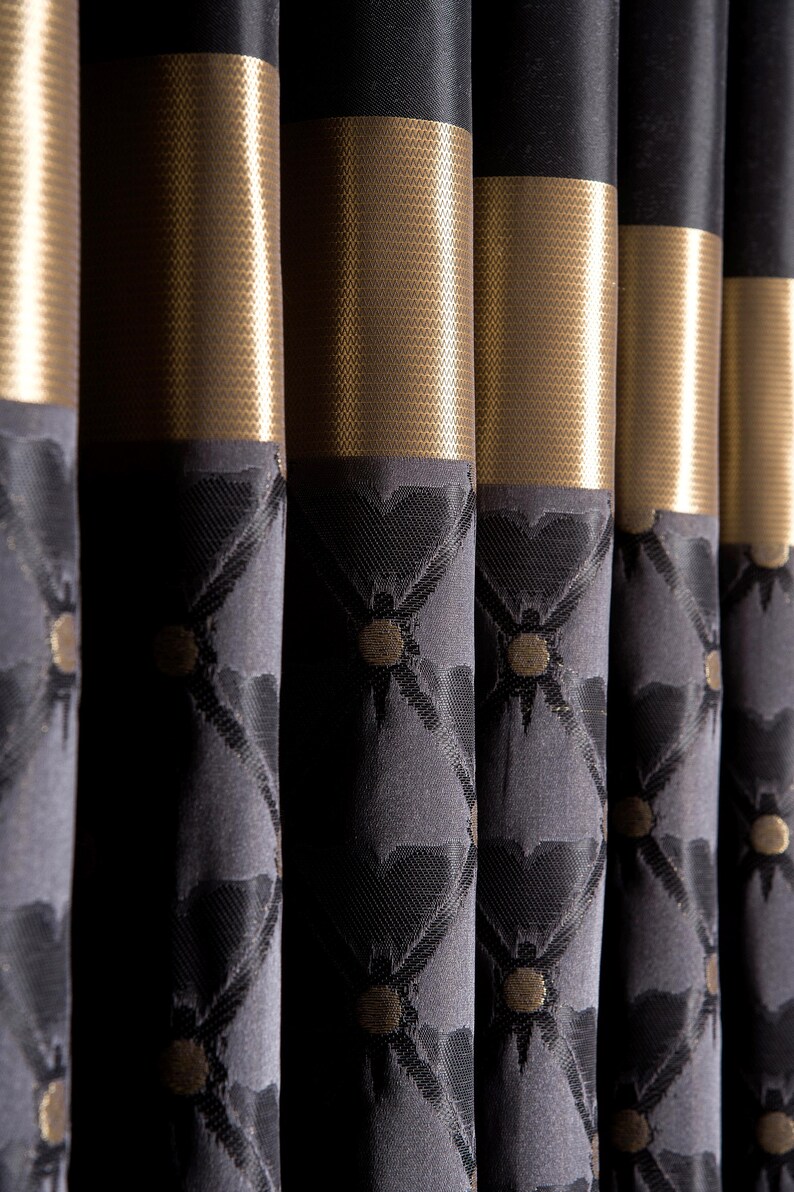 Luxury Black,gold and Gray Curtains for Living Room&bedroom,modern