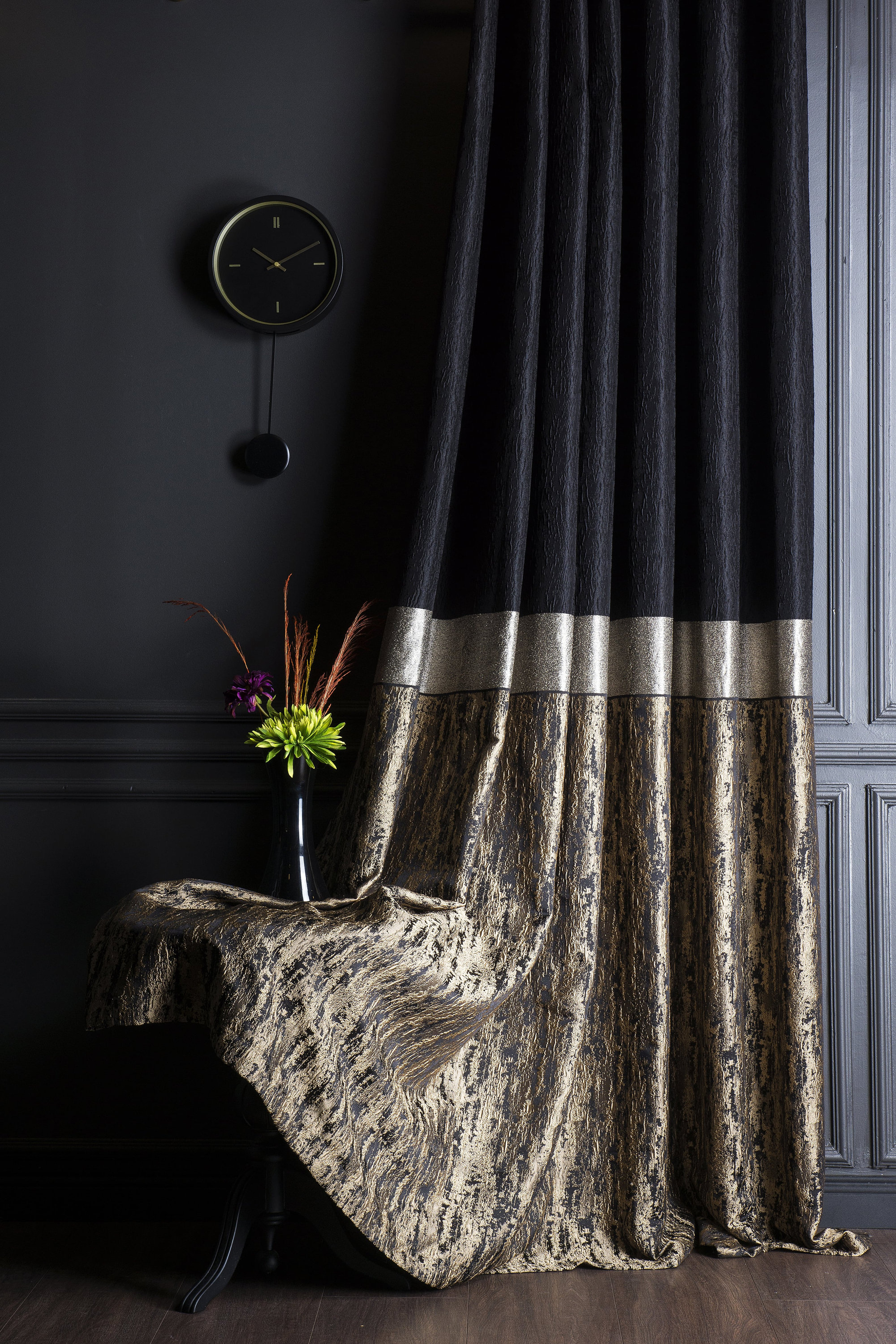 Curtains Panel Luxury Striped Patterned Black Fabric for - Etsy