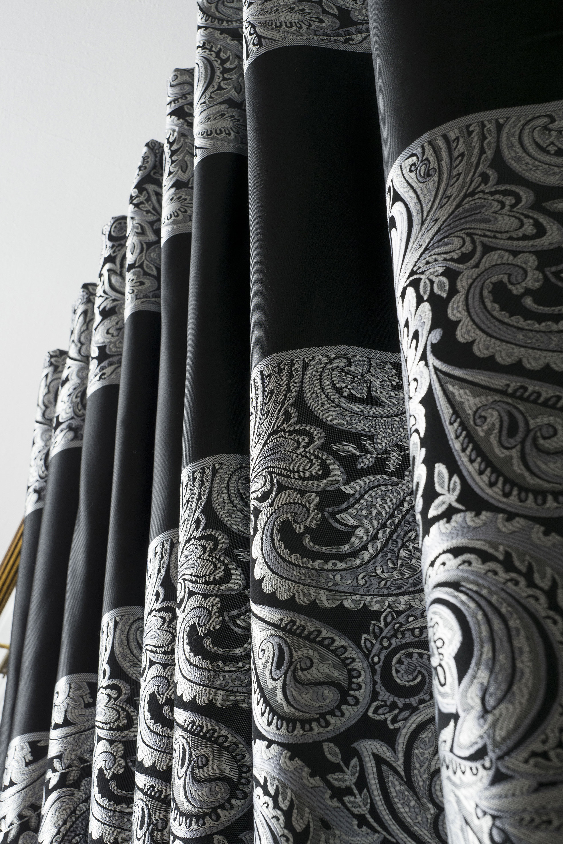 Damast gestreifte Vorhang Panel - Schwarz und Silber Drape - Etsy Österreich, image size:1969x2953