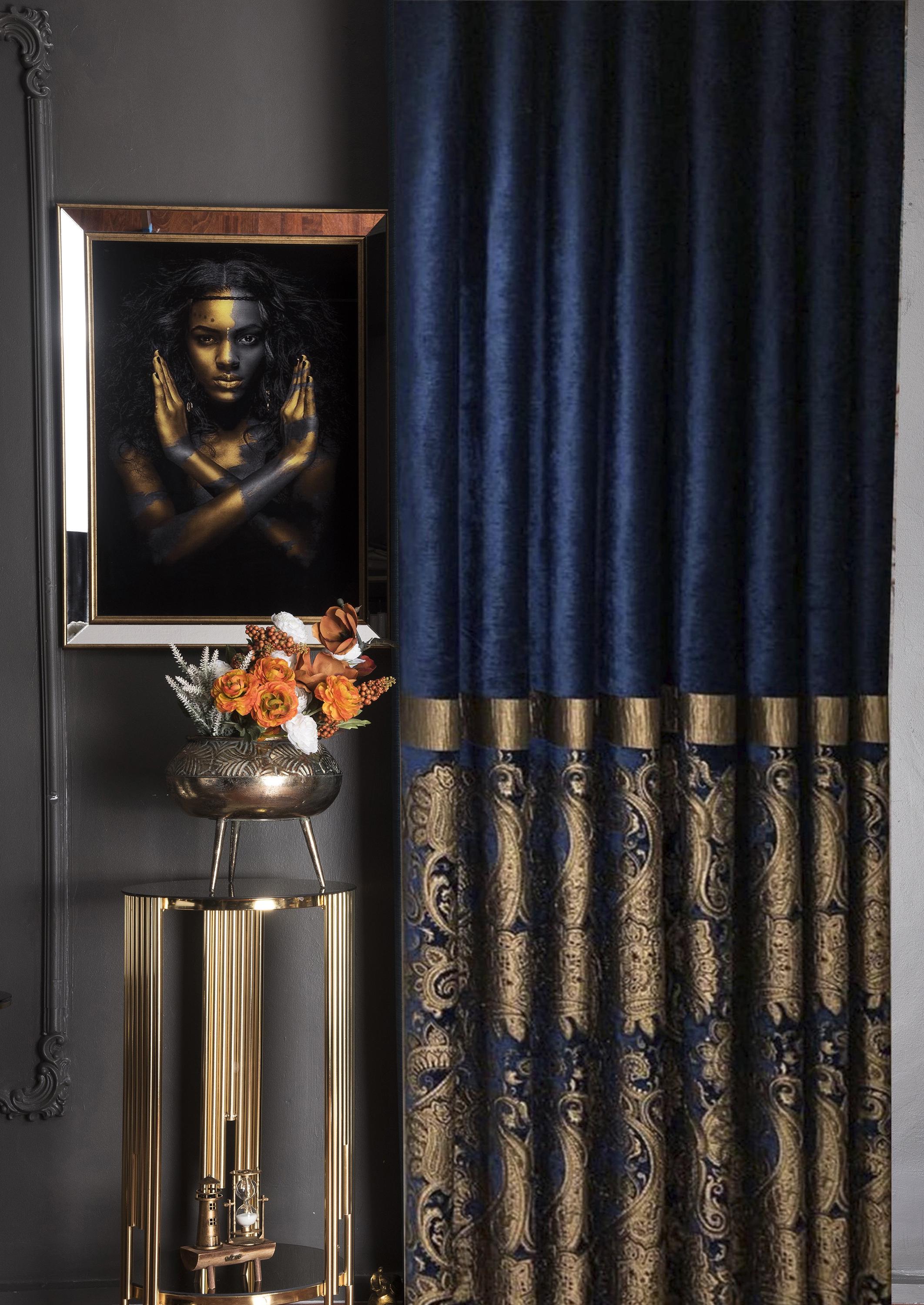 DesignQ Blackout Curtains 'Retro Art Deco Waves I' Curtains For Bedroom, Curtains For Living Room, Curtains & Drapes - Thermal Insulated -Single Panel -52x95