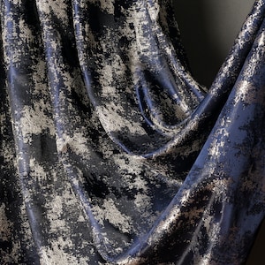 Curtains panel damask patterned striped fabric navy curtain bedroom living room luxury custom size drape