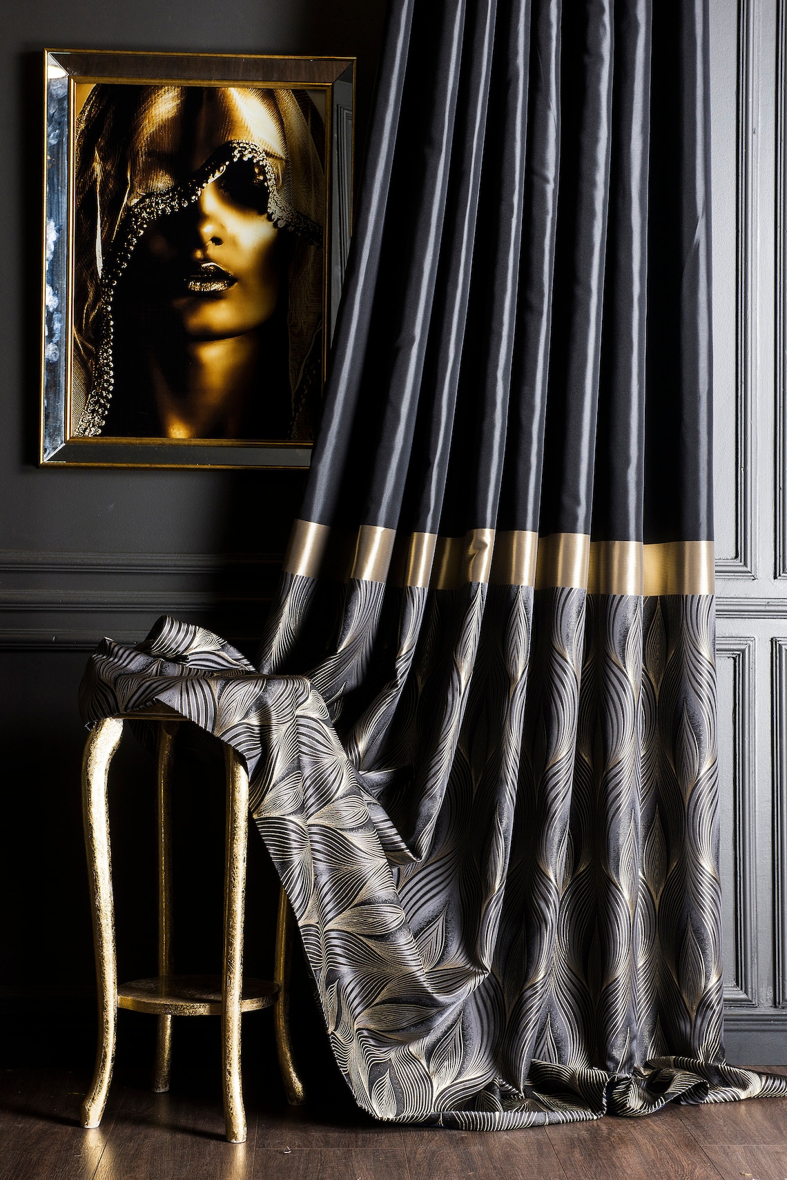 Black Gold Curtains for Bedroom and Livingroomcurtains - Etsy