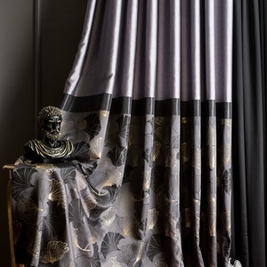 Panel de cortinas, cortina de lujo con estampado de rayas negras, grises y doradas para dormitorio y sala de estar, tela de tamaño personalizado, regalo del Día de la madre