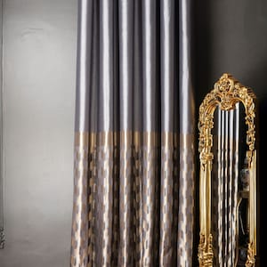 Cortinas de tela a rayas estampadas para dormitorio, sala de estar, gris, dorado, crema, negro, plateado, azul marino, tamaño de lujo personalizado, regalo para el Día de la Madre