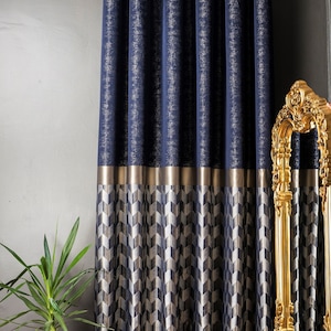 Curtains panel patterned striped fabric bedroom living room cream navy gold gray black silver custom luxury size drape