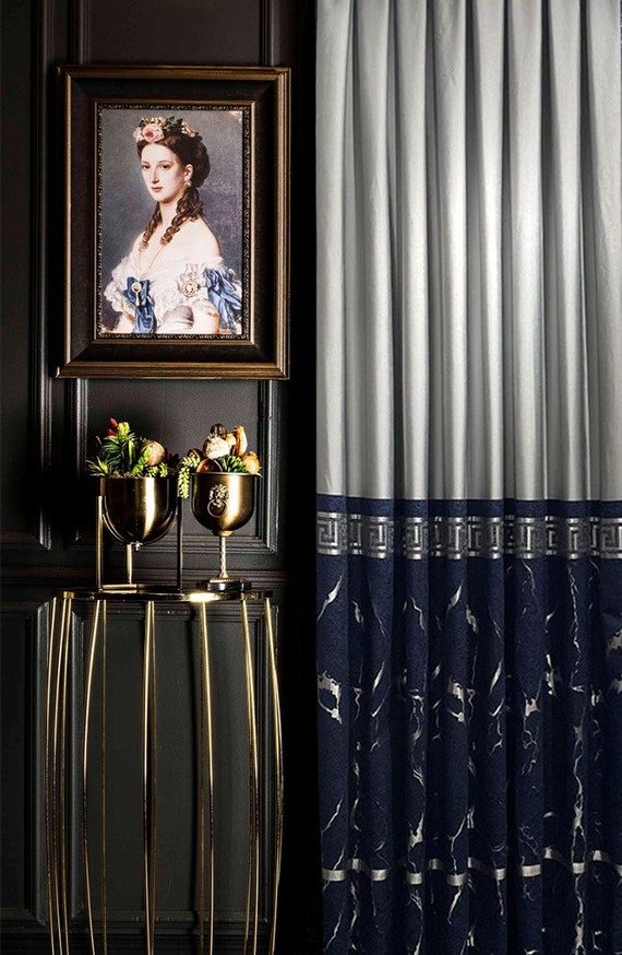 Blue and silver curtains discount