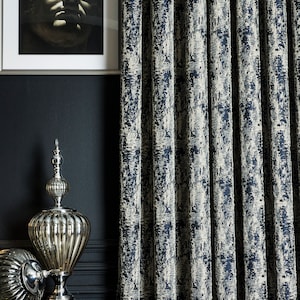 Navy Blue Curtains,Curtains Panel,Luxury Curtains for Bedroom&Livingroom Striped Patterned Fabric custom size drapeMother's Day Gift