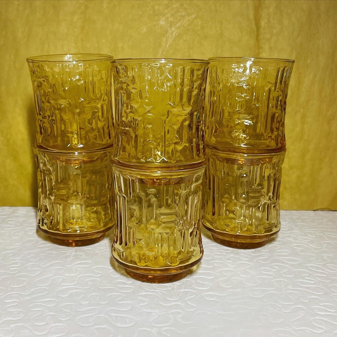 Vintage Amber Libbey Juice Glasses Etsy