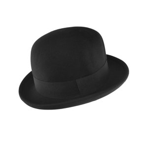 Unisex Black Wool Bowler Hat: Soft, Crushable Classic Style Provides Timeless Elegance and Vintage Comfort for Men and Women