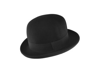 Unisex Black Wool Bowler Hat: Soft, Crushable Classic Style Provides Timeless Elegance and Vintage Comfort for Men and Women