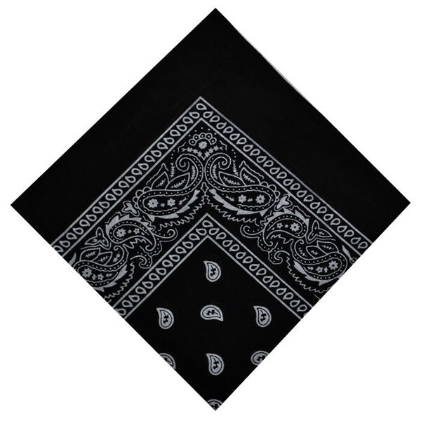 Bandana cachemire en coton noir, bandana vintage en coton à imprimé cachemire - accessoire classique unisexe