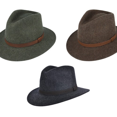 Crushable Wool Felt Fedora Hat Men 