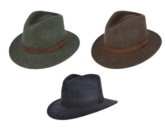 Crushable Wool Felt Fedora Hat Men 