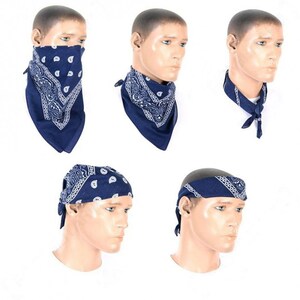 Navy Cotton Paisley Bandana, Grey Cotton Paisley Bandana - Etsy