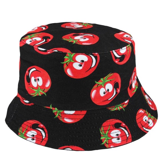 Whimsical Harvest Delights: Tomato Bucket Hat, Eggplant Emoji, Carrot  Print, Cherry Pattern, Strawberry-banana Buckethat,fruity Summer Style 