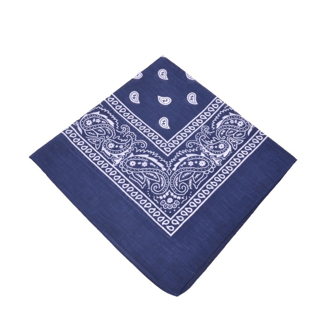 Navy Cotton Paisley Bandana, Grey Cotton Paisley Bandana - Etsy