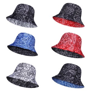 Reversible Cotton Bucket Hat Double Sided Outdoor Hat 