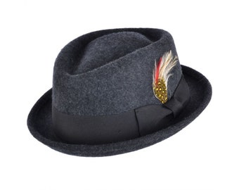 Vintage Pork Pie Hat 1940s 50s Flat Top 