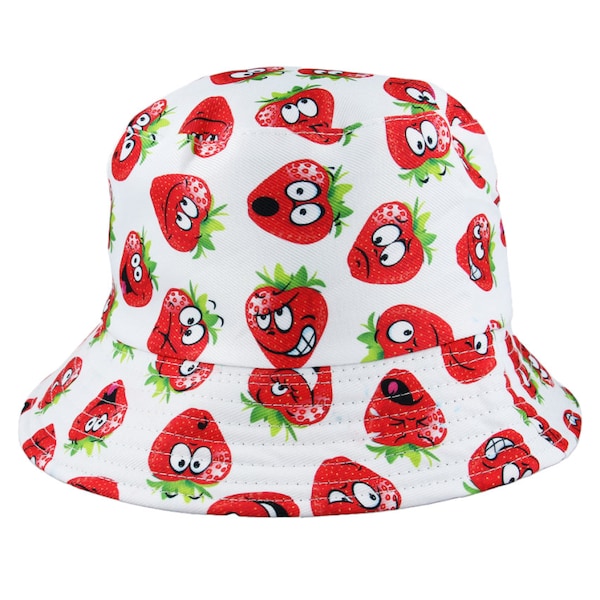 Embrace sweetness with the strawberry pattern bucket hat: a juicy and fashionable headwear choice for a deliciously stylish look