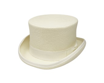 Wool Felt Top Hat, Men Women Top Hat, Royal Ascot, Traditional Wool Felt Top Hat,White Top Hat,  Classic Black Top Hat, Removable Feather